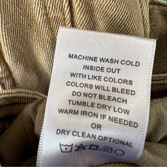 ZENANA WASHED TAN MUSTARD DENIM OVERALLS SIZE LARGE NWT - Picture 7 of 11